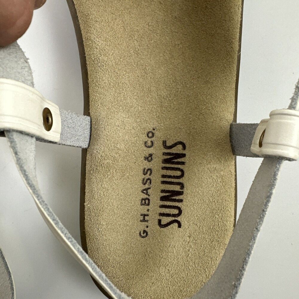 GH Bass Sunjuns Margie Sandal White Leather Strappy Flat Women 6.5 WW Extra Wide - Picture 11 of 12